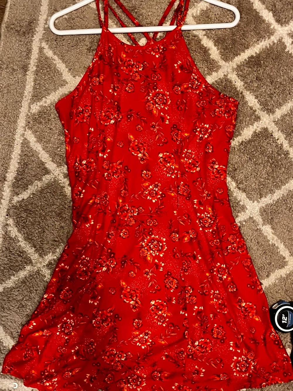 Mudd Red Floral Halter Mini Dress